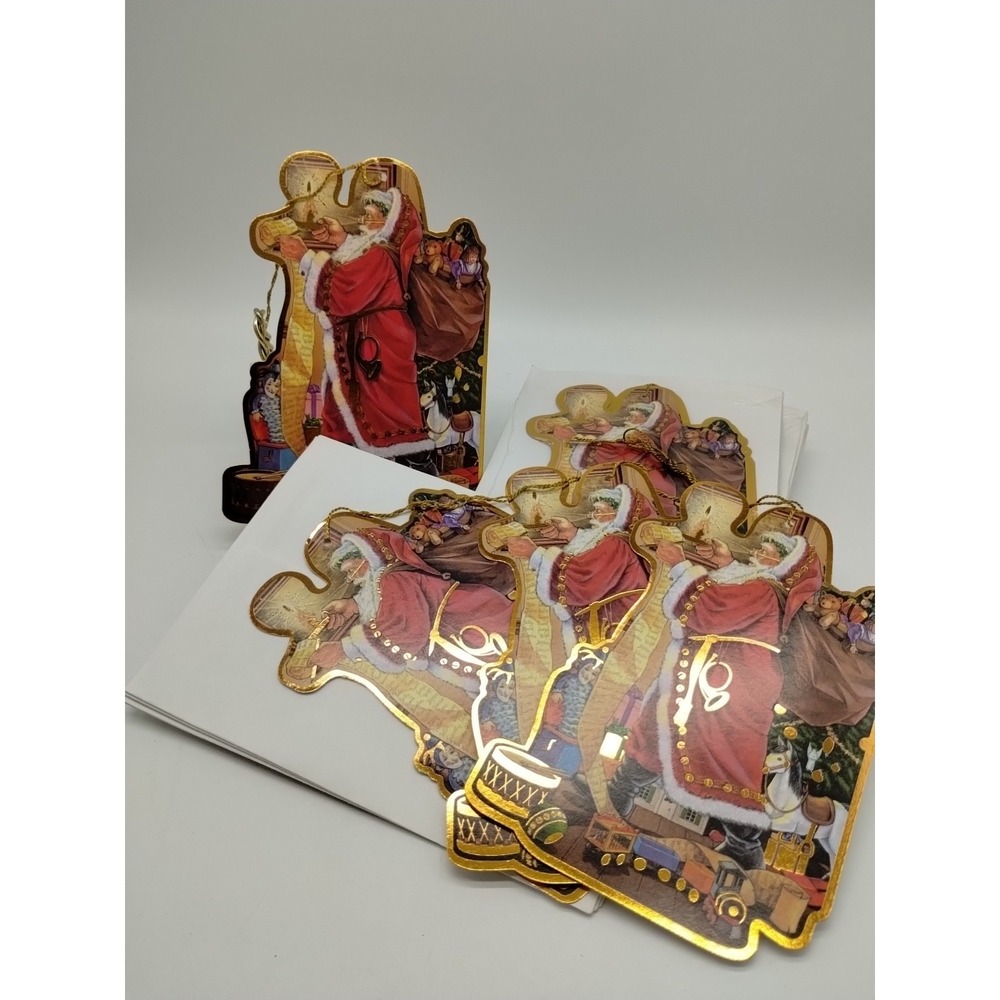 Set Of 24 Christmas Believe In The Magic Santa Greeting Card Ornaments